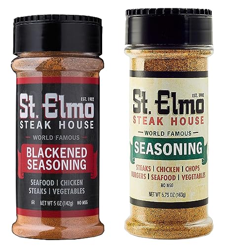 St. Elmo Steak House Seasoning (5.75 OZ) and Blackened Seasoning (5 OZ) Bundle, Flavorful Rub for Steaks, Burgers, Chicken, Seafood, Vegatables and More, World Famous