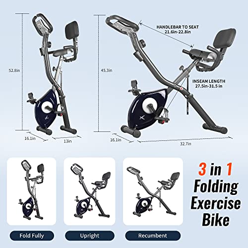 Image of leikefitness LEIKE X Bike Ultra-Quiet Folding Exercise Bike, | Magnetic Upright Bicycle with Heart Rate,LCD Monitor and easy to assemble