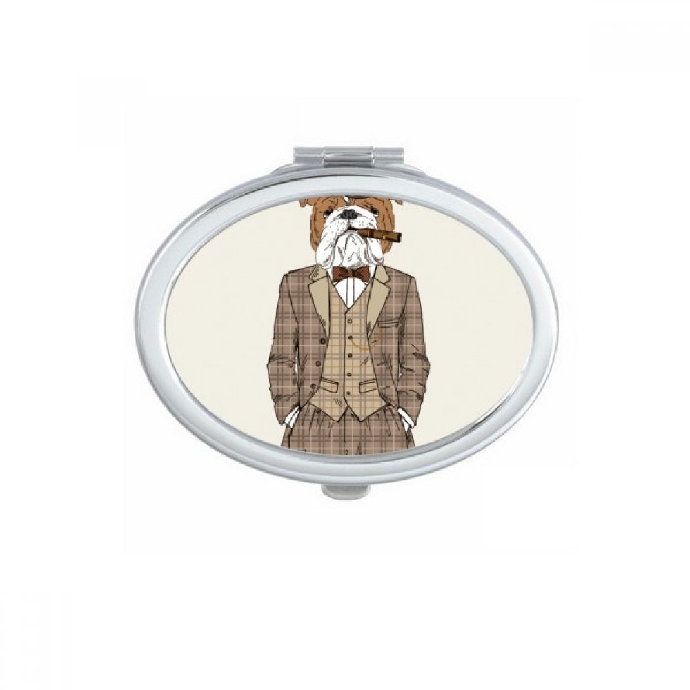 Miroir de maquillage compact portable ovale avec chien aquarelle DIYthinker