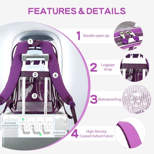 Image of Cusangel Clear TPU XL Backpack for Women,18 inch See Through Heavy Duty Bookbag | Warehouses, Airport and other security check locations(Purple)