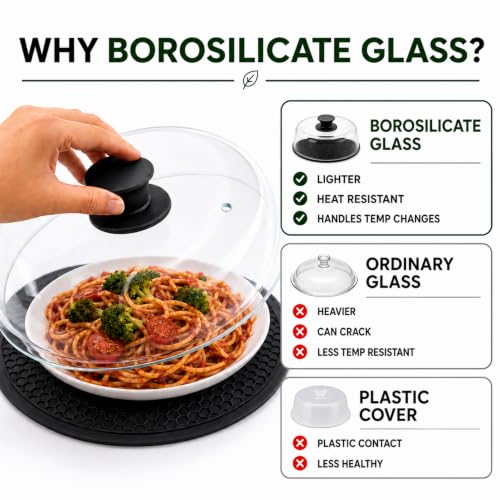 Image of 2 in 1 EZMO 10-Inch Glass Microwave Splatter Cover for Food with Silicone Mat