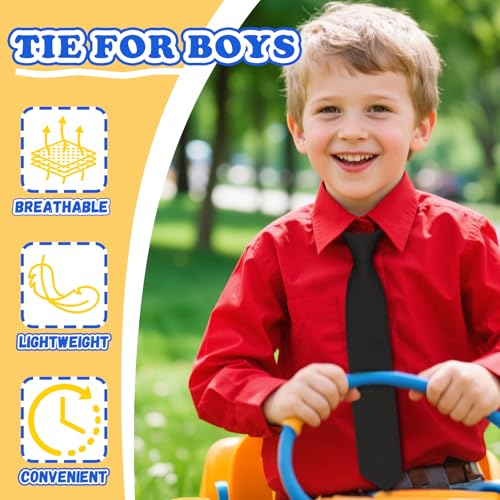 Clip on Ties for Boys Pre-tied Cotton Kids Tie Solid Boys Ties 8-10 for Uniforms School Party Prom2