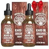 Beard Oil Conditioner - All Natural Sandalwood Scent with Organic Argan & Jojoba Oils - Softens & Strengthens Beards and Mustaches for Men (Sandalwood, 2 Pack)