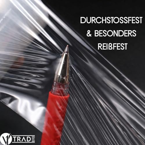 V1 Trade Stretchfolie - Folie für Möbel 150m x 40 cm - Verpackungsfolie zum Sichern von Kartons - Reißfeste Umzugsfolie 23my Breite - Verpackungsmaterial für Umzug, Versand & Lagerung