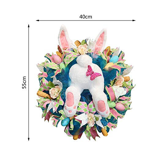 Easter Bunny Wreath Easter Bunny Butt Plush Wreath, Spring Wreath Easter Garland Easter Rabbit Wreath Decor for Front Door, Easter Bunny Head for Wreaths Easter Decorations (#C)