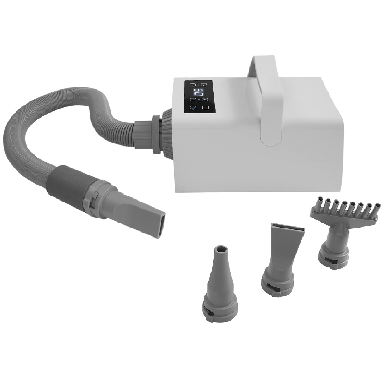 Ongniong Dog Dryer for Pet Grooming High Velocity Force Blower with 4 Nozzles 2200W Temperature Adjustable Pet Hair Dryer with 7 Speed Settings LCD Display Pet Grooming Dryer for Dogs Cats