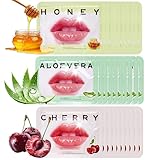 30Pcs Collagen Crystal Lip Masks, Honey & Cherry & Aloevera Lip Care Gel Pads Treatment, Moisturizing & Reducing Chapped, Anti-Aging & Wrinkles Lip Patches, Remove Dead Skin