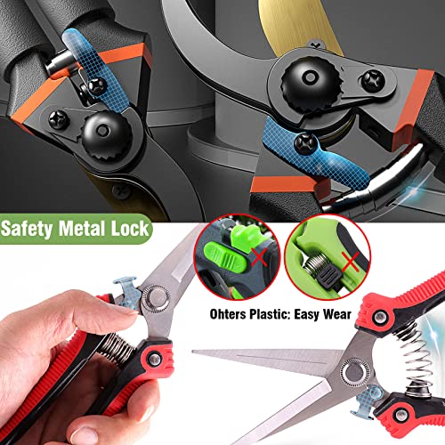 Pruning Shears For Gardening 2 Pack, Heavy Duty Professional Bypass Pruning Shears And Micro-Tip Garden Scissors With Sharp Stainless Steel Blade, Garden Clippers For Rose, Plant, Tree, Garden Fifts #TOP3
