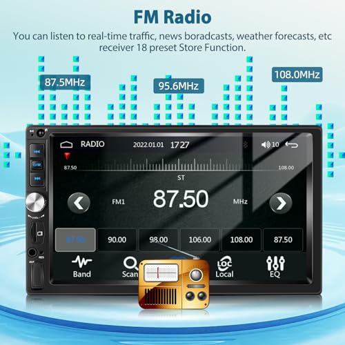 Radio doble din para auto con pantalla táctil HD 7" miniatura 4