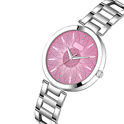Image of Acnos Silver Plated Mesh Chain Analog Watch for Women - Black /Blue /White /Pink /Brown Dial