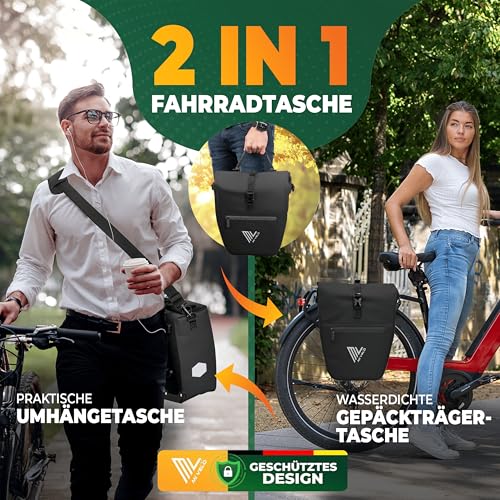 MIVELO 2in1 Fahrradtasche Gepäckträgertasche wasserdicht 100% PVC frei + Laptopfach + Schultergurt...