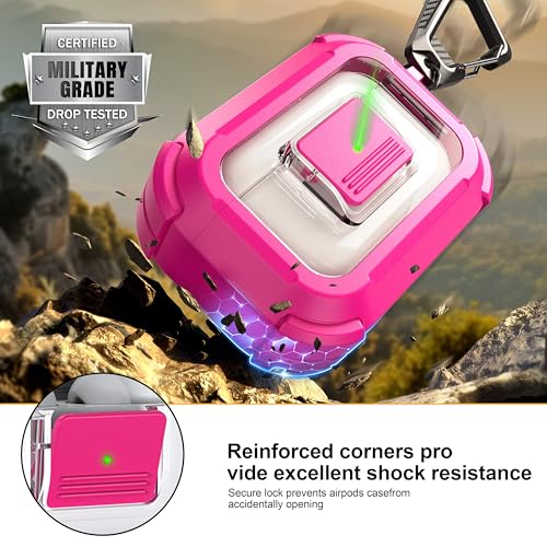 Image of RFUNGUANGO AirPods Pro 3 Case MagSafe Magnetic Automatic Lock, Rose Red