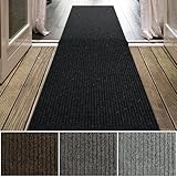 iCustomRug Spartan Weather Warrior Duty Indoor/Outdoor Utility Ribbed in 3ft,4ft,6ft Widths 70 Custom Sizes with Natural Non-Slip Rubber Backing 3' x 8' in Black