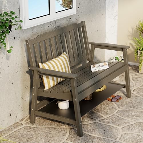 Anbuy Outdoor Bench, Front Porch Bench 2-Person, Patio Bench with