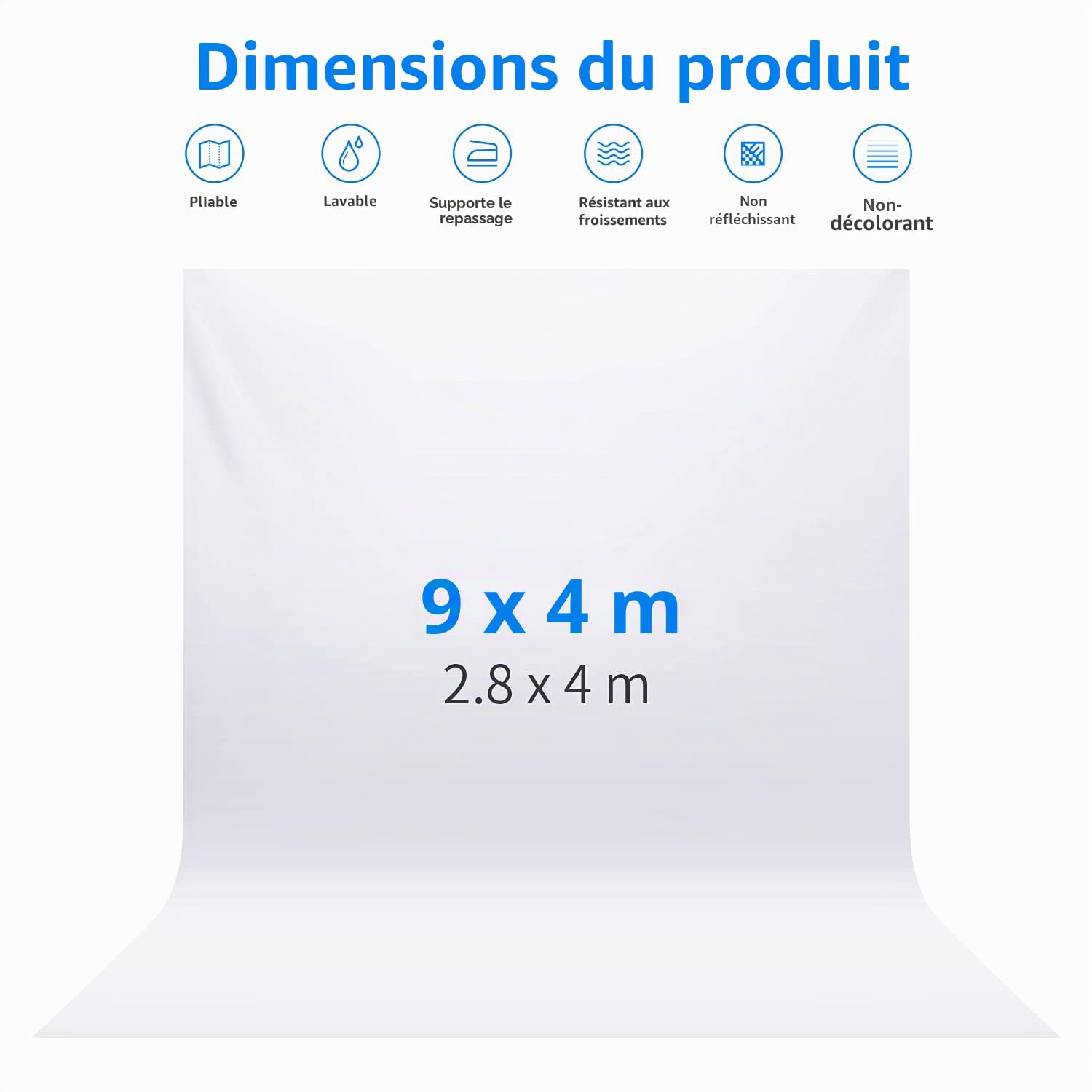 Neewer 9 x 13 Pieds / 2,8 x 4 mètres Fond de Photographie Photo Studio vidéo Toile de Fond en Polyester Écran de Fond, Support de Toile de Fond Non Inclus (Blanc)