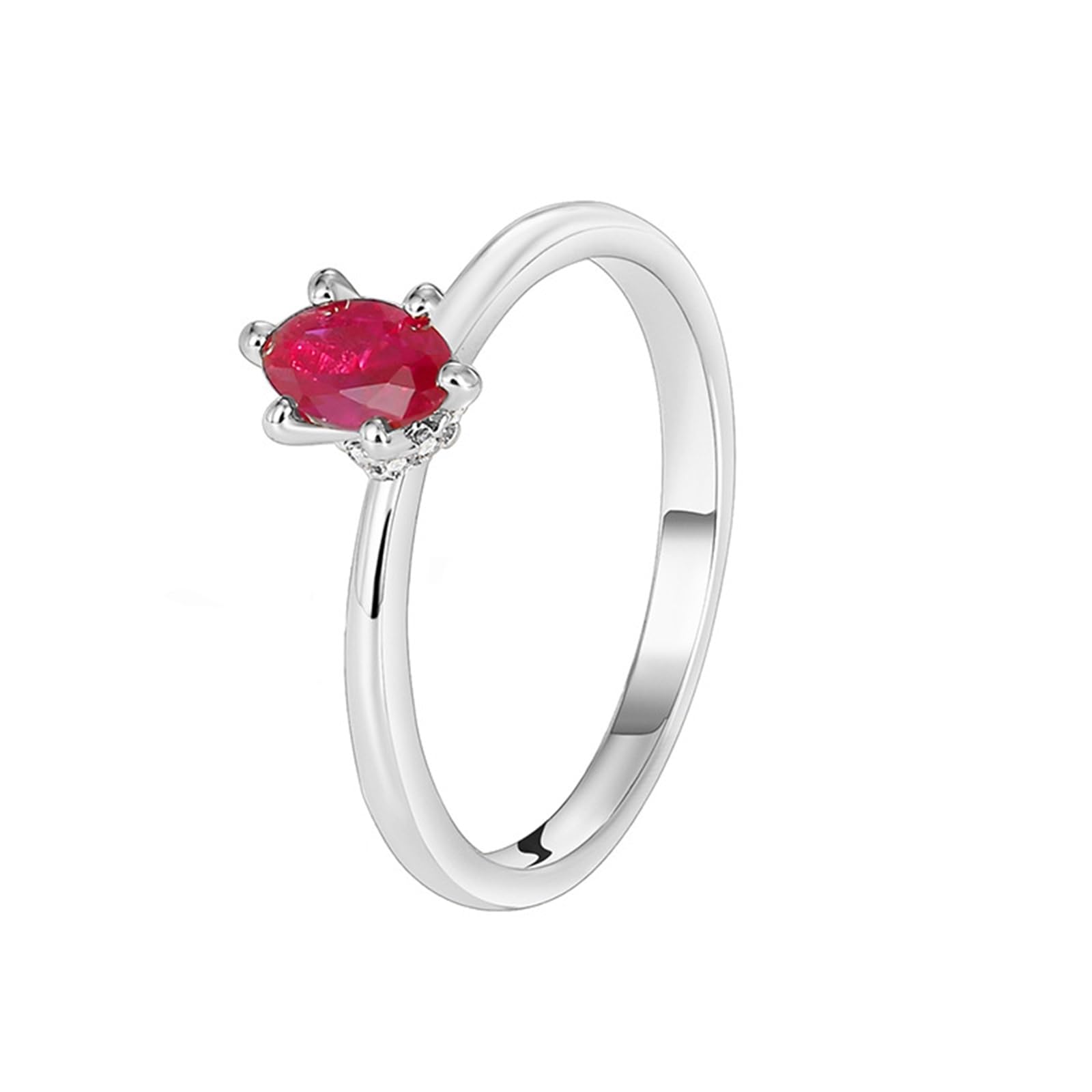 Anillos de boda solitarios para mujer, oro blanco de 9 K/14 K/18 K, con rubí cultivado en laboratorio