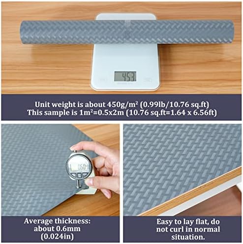 Drawer Liners, Hersvin 40cmx450cm Kitchen Shelf Liners Non-Adhesive Cabinet Mats Cupboard Protector EVA Plastic Lining Waterproof Washable Wipeable Anti-Slip Mats (Gray/Crossed Stripe)