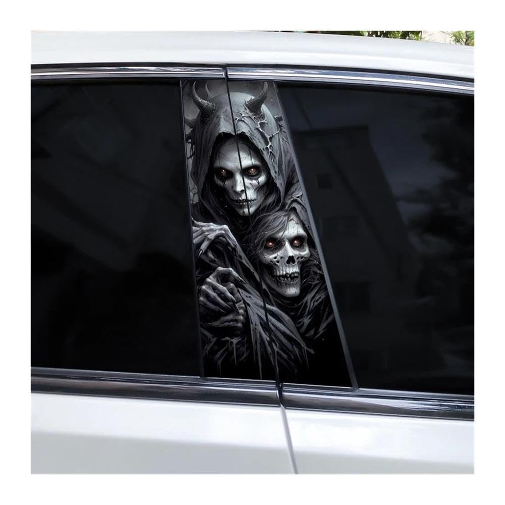 Decorative Items 2pcs Car Center Pillar Sticker Dark Moon Reaper Auto B-Pillar Waterproof Protective Film