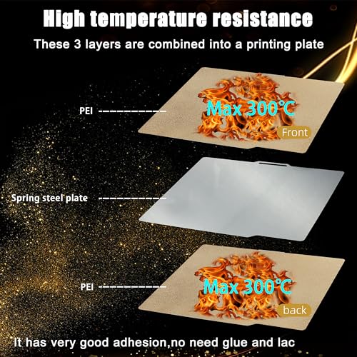 Image of Build Plate 257x257mm - GOMENL Build Plate for Bambu Lab P1P /P1S /X1 /X1C /X1E /A1 3D Printer, 3D Printer Spring Steel Removable Platform (Double Side Textured PEI)