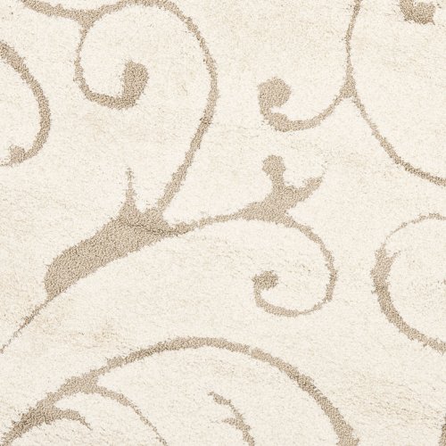 image for SAFAVIEH Florida Shag Collection Area Rug - 9' Round, Cream & Beige, S