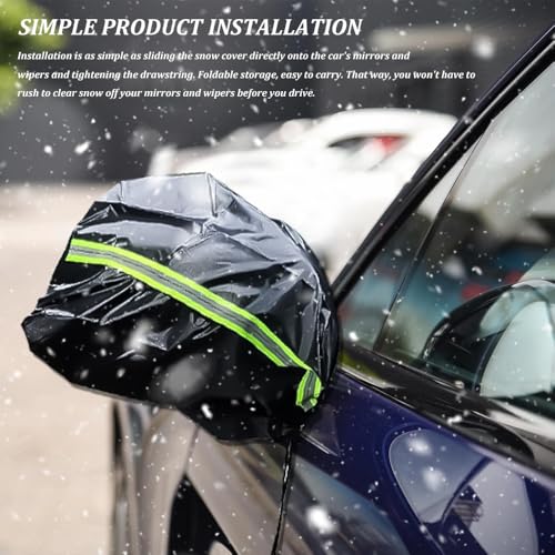 Image of 4PCS Side Mirror Covers and Windshield Wiper Covers, Windshield Cover for Ice and Snow, Durable Snow Mirror Cover and Wiper Blades, Universal Winter Accessories Side Mirror Covers for Most Cars