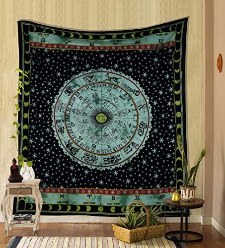 THE ART BOX Purple Hippie Mandala Sun Moon Burning Sun Psychedelic Trippy Tapestry for Bedroom Celestial Busning Sun Tapestry Bohemian Wall Hanging Planet Tapestry