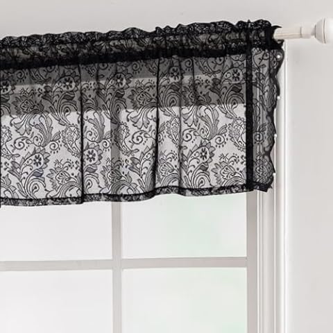 F-CHU Black Voile Window Curtains Cover