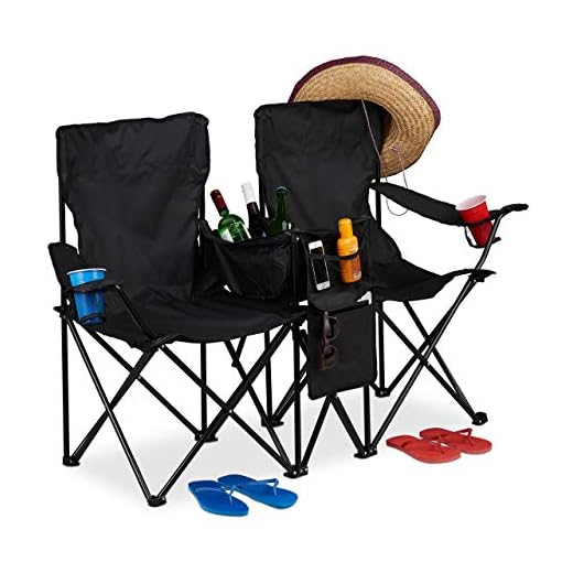 Relaxdays Poltrona da capeggio pieghevole coppia