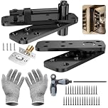 KIMSOFUNNY Hidden Door Hinge, 570LBS Load-Bearing Heavy Duty Pivot Door Hardware, 360° Rotation, Black