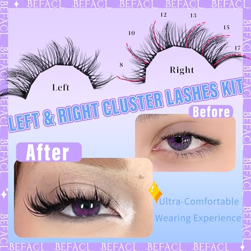 Natural Lash Clusters Wispy Cluster Extensões de cílios individuais pontiagudos 8-17 mm LC Curl Mang