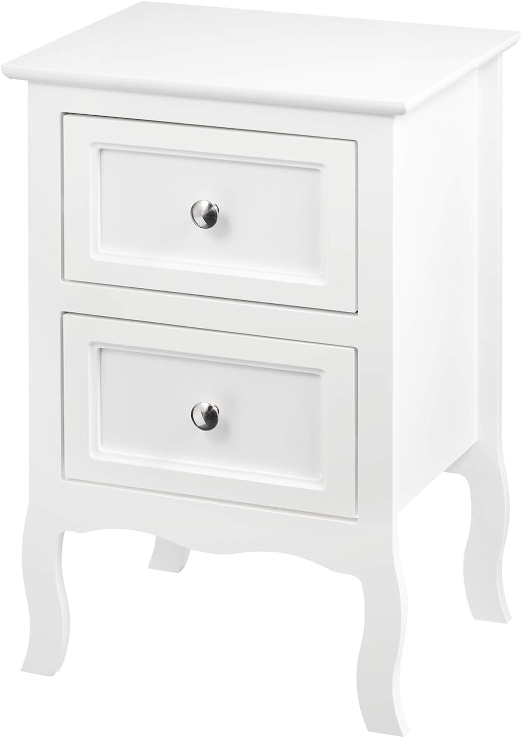 WOLTU Mesitas de Noche Mesilla Auxiliar Sofá Mueble con Espacio de Almacenamiento Mesa para Cama Café Dormitorio con 2 Cajones 40x30x60cm Blanco MDF TS119ws