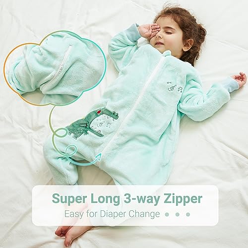 Image of MICHLEY Baby Sleeping Bag Sack with Legs Long Sleeve Wearable Pajamas | wearable blanket toddler baby, 9 Months-6T, Animal Designs, Flannel, Machine Wash