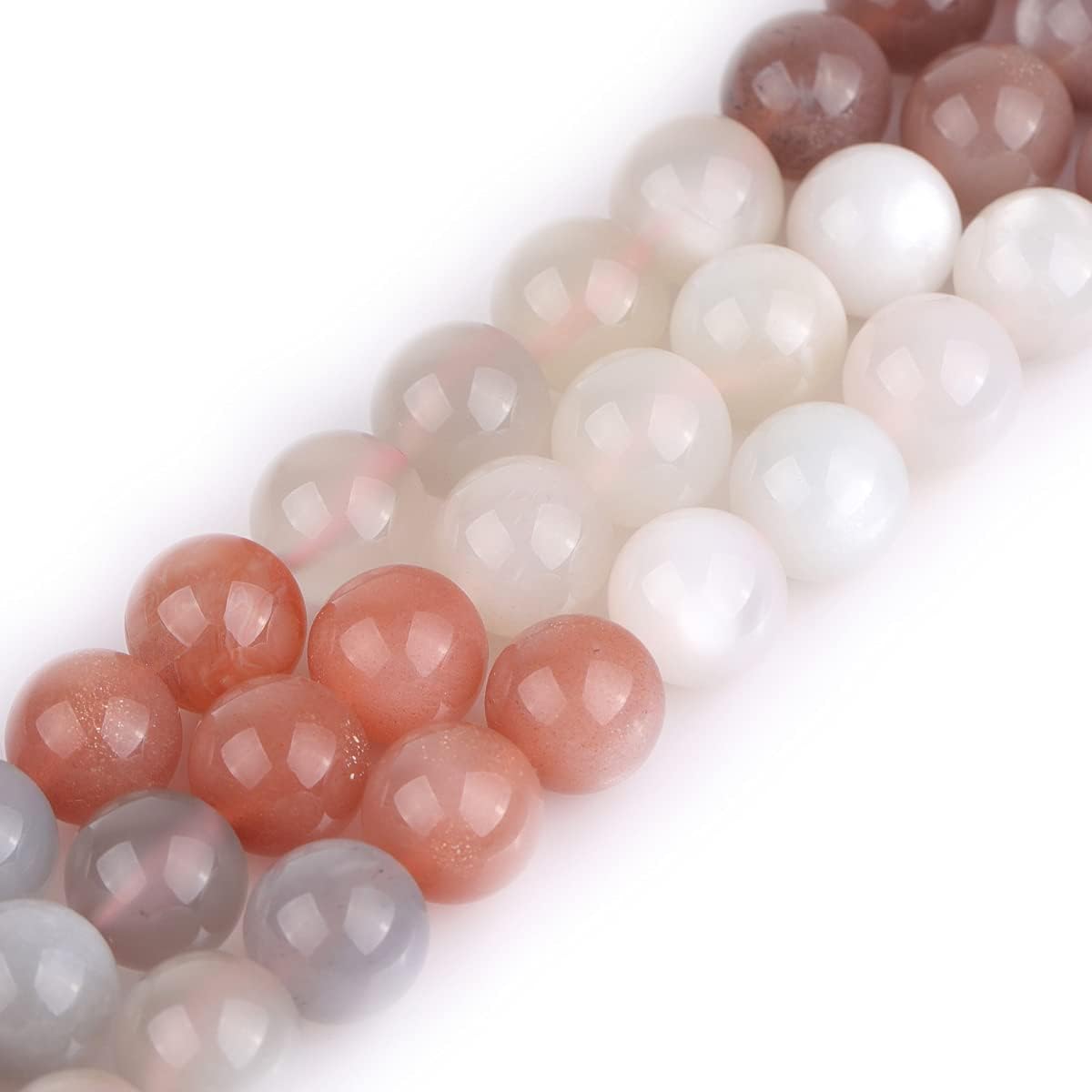 GEM-Inside Moonstone Gemstone Loose Beads Natural Energy Power Beads for Jewelry Making 10mm Round 15 Inches