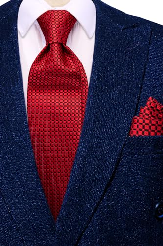 Image of Hi-Tie Mens 70inches Tie Set Extra Long Necktie for Men Cufflinks Handkerchief Big Tall Men Business Wedding
