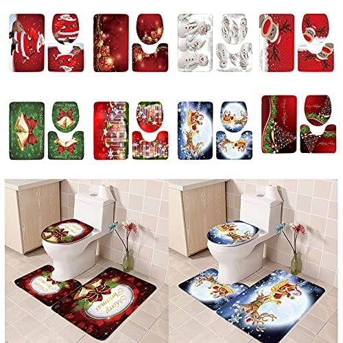 Badematten Set 3 Teilig -Weihnachten Badezimmerteppich - rutschfest Badteppich - Badvorleger rutschfest Waschbar… – Bild 4