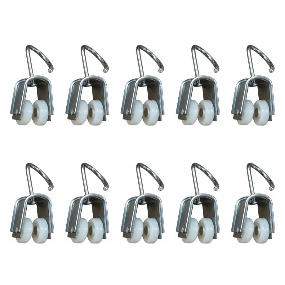 FERPASA® - Poleas Dobles Correderas para Cortinas y Toldos – Pack de 10 Poleas Acero Inoxidable – Recambios Profesionales – Alta Resistencia, Deslizamiento Suave, Fácil Instalación (10)