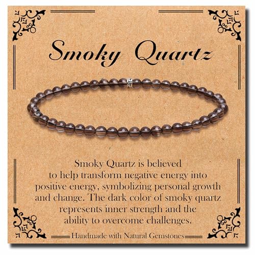 BONNY BOXX Natural Stretch Healing Gemstone Bracelet 4/6/8mm Semi Precious Stone Bracelet for Men Women Stress Relief Crystal Jewelry