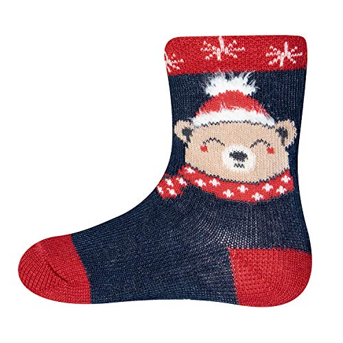 Preisvergleich Produktbild Ewers THERMO Bärchen Weihnachten Kindersocken Mädchen Jungen, MADE IN EUROPE, Mädchensocken Jungensocken Innenfrottee Plüsch Weihnachtssocken