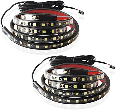 Chemini 2Pcs 60 Inches LED Truck Bed Strip Lights 12V with Fuse On-Off Switch Waterproof Universal for Truck Van Cargo SUV Boat