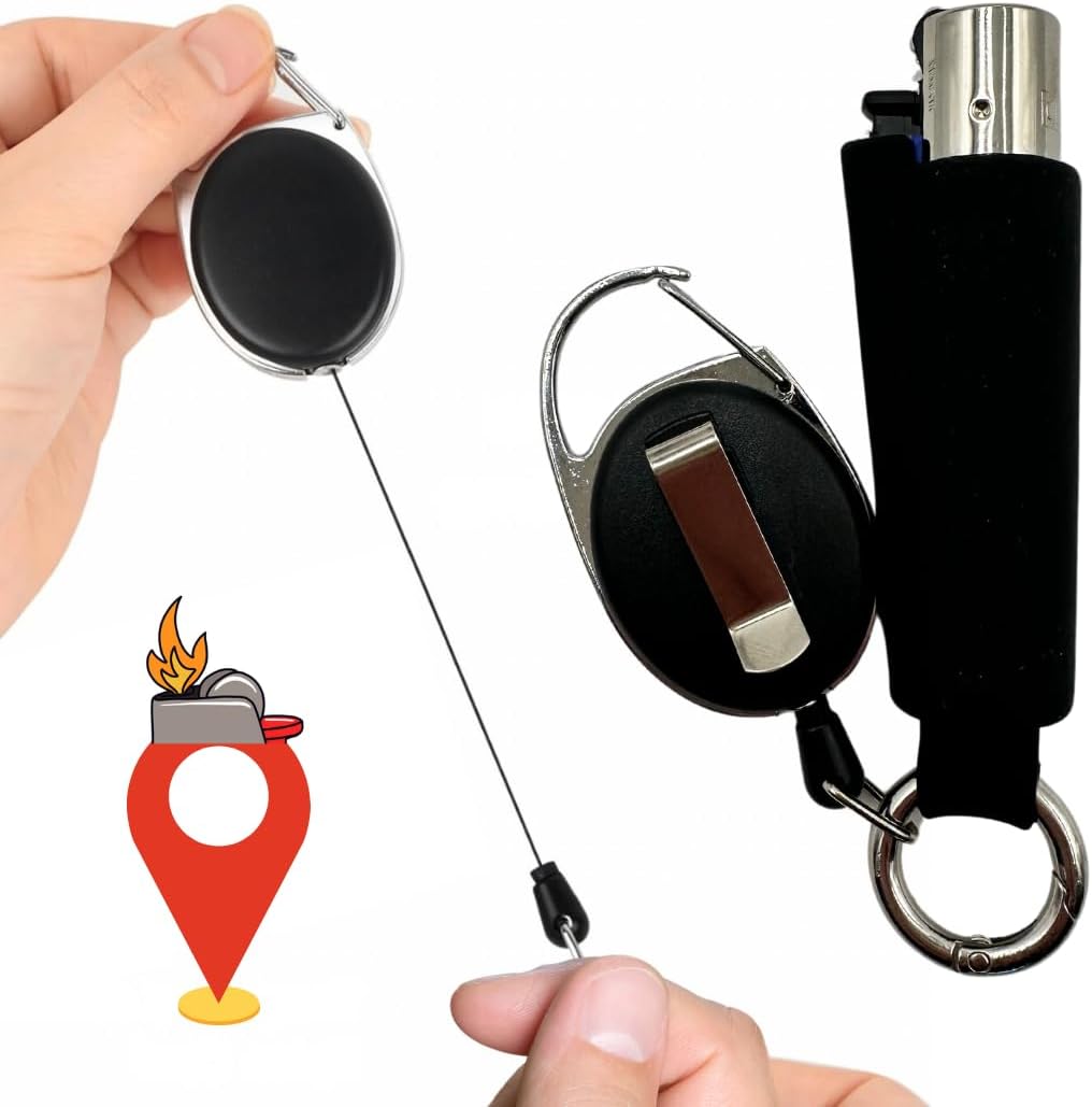Clipper Leash Lighter Holder Keychain, Black
