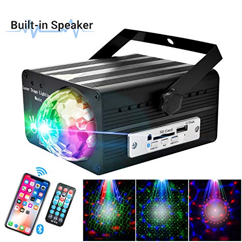 Flysight Disco Ball, Rotating Disco Ball Lights, Party Lights,Sound Activated LED Party Lights with Bluetooth Speaker,Disco Light, Portable LED Disco Light with Remote for Home Dance Kids Gift(Black)
