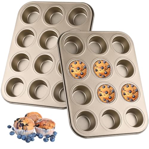 Opiniones y reviews de Moldes para magdalenas del mes. 45 2Pieze Mini Moldes para Muffins,Molde Antiadherente para Hornear Magdalenas,12 Tazas Antiadherentes de Acero Al Carbono para Magdalenas Moldes Bandeja Antiadherente para Magdalenas...