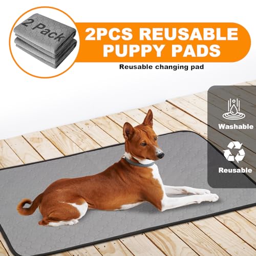 2 Stück waschbare Hunde Pee Pads wasserdichte Wiederverwendbare Pet Training Pads großer Absorption, schnell trocknende Wiederverwendbare Welpen Pads für Boden, Sofa, Töpfchen, Käfig (45*60cm)