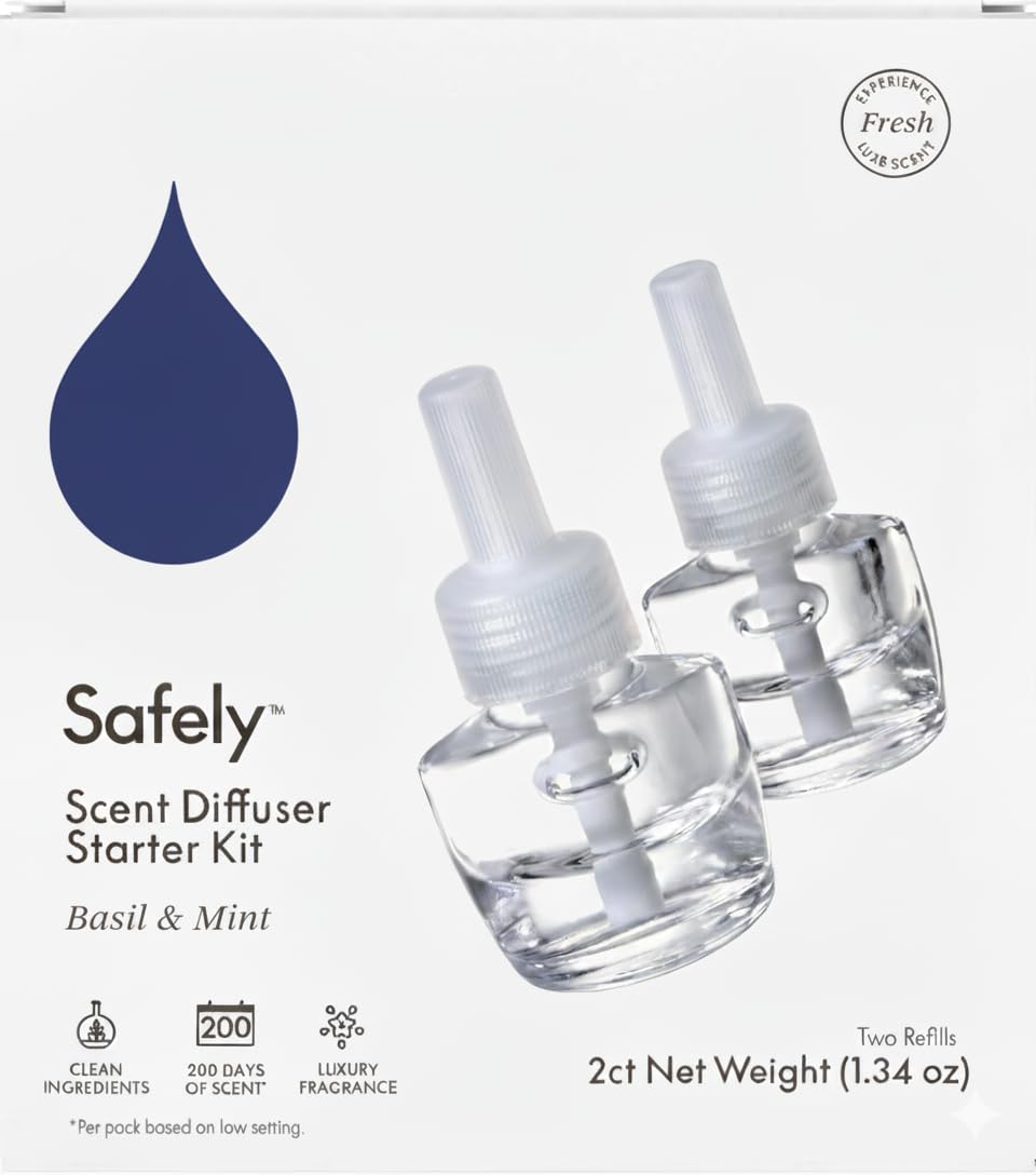 Safely Scent Diffuser Refills – Fresh Scent 2 Pack – Essential Oil Formula with Adjustable Strength – Up to 100 Days of Fragrance – .67 Oz Each