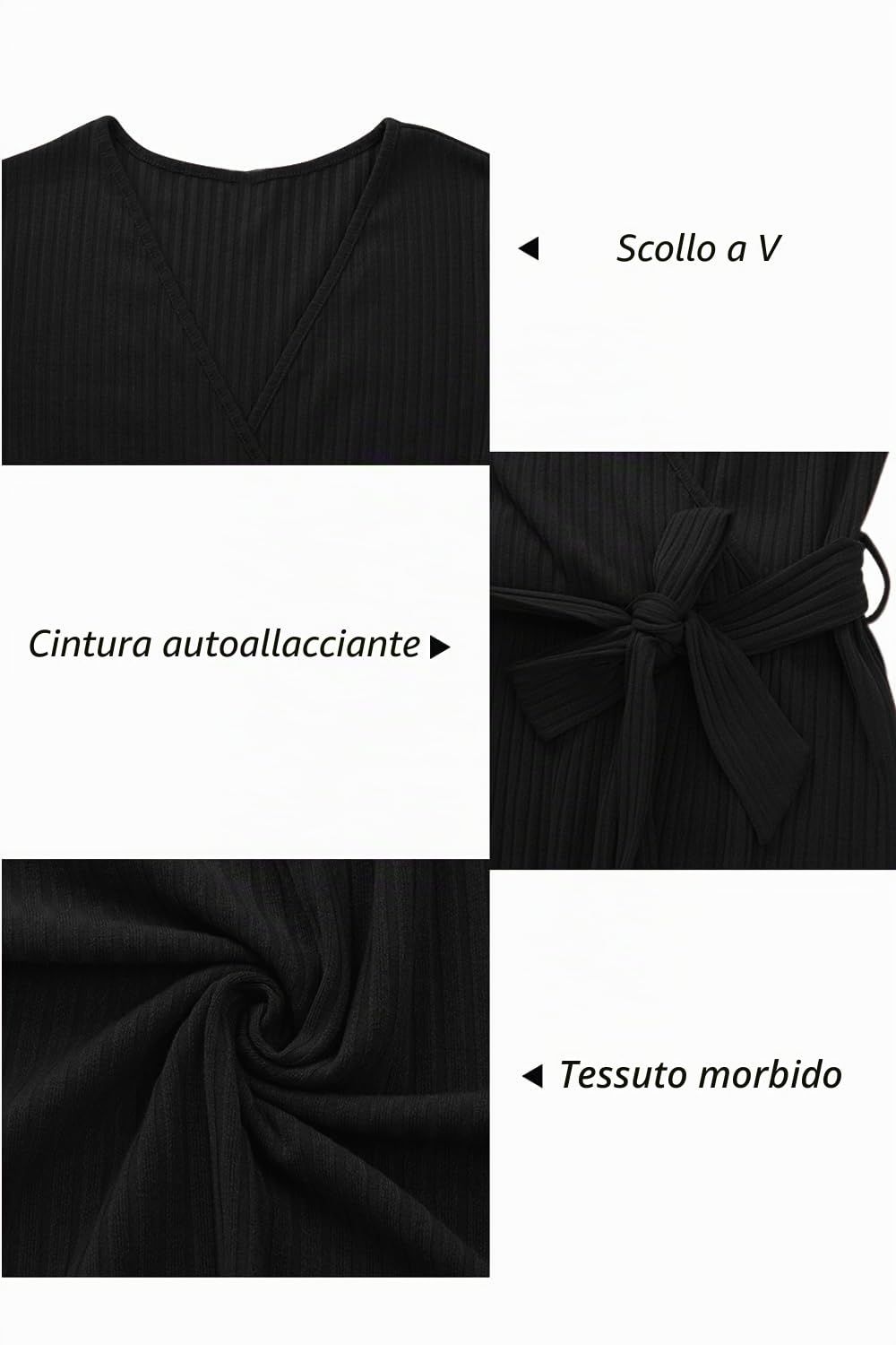 Newshows Abito da Maglione per Le Donne Manica Lunga Collo a V Ladies Knitted Elegante Maglione Vestito da Festa con Tasche