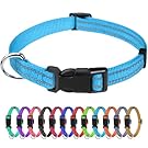 TagME Dog Collars for Small Dogs, Reflective Nylon Pet Collar with Quick Release Buckle, Small Dog Collar for Boys, Sky Blue, 3/8" Width