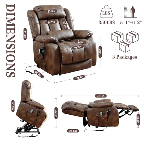 Image of Infinite Position Lay Flat Power Lift Recliner Chair for Elderly, Ochre