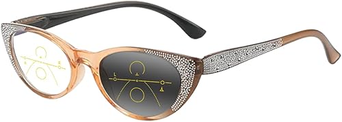 Miniatura 9 de Gafas de lectura multifocales fotocromáticas anti-UV con diamantes de imitación de ojo de gato para mujer
