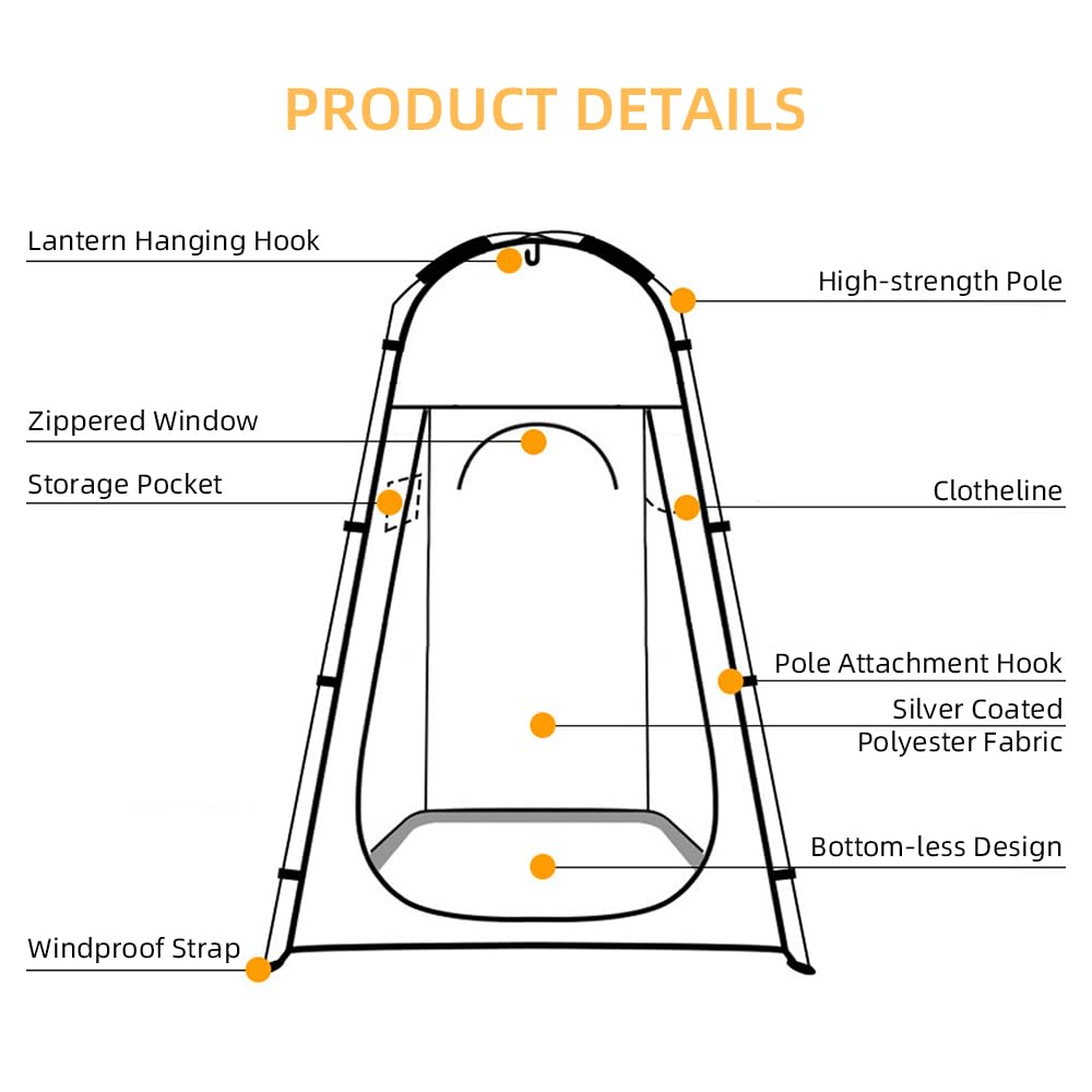 Alomejor Tente de Douche de Camping Portable, Poche de Fenêtre Privée, Tente D'installation Facile pour de Douche de Randonnée sur la Plage