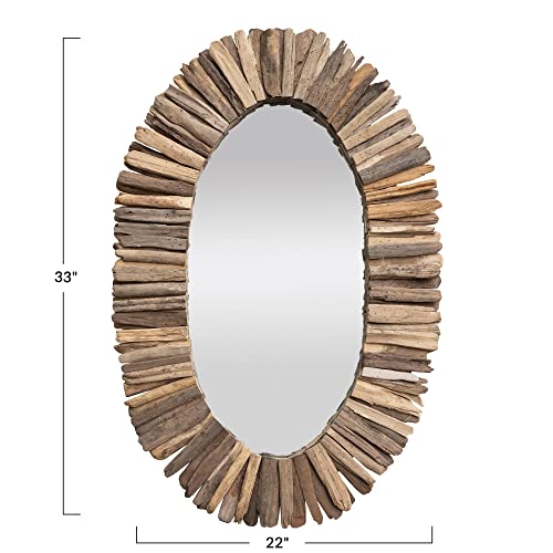 Coastal Oval Driftwood Framed Wall Mirror, Natural - Image 3